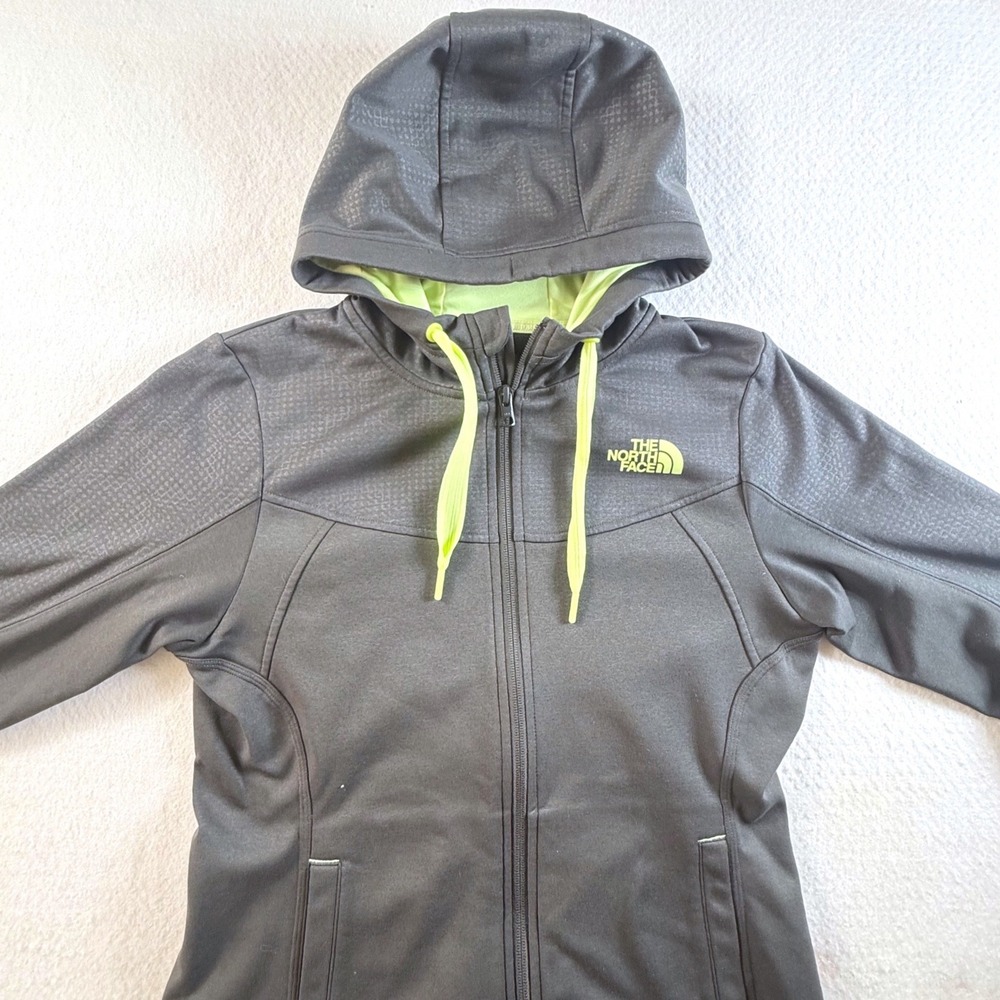 The North Face Full Zip Hoodie Womens Medium Textured Fleece Lined Gray